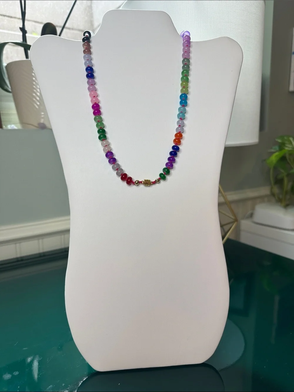 Handmade Multicolor Glass Beaded Necklace - Vibrant Rainbow Women Jewelry